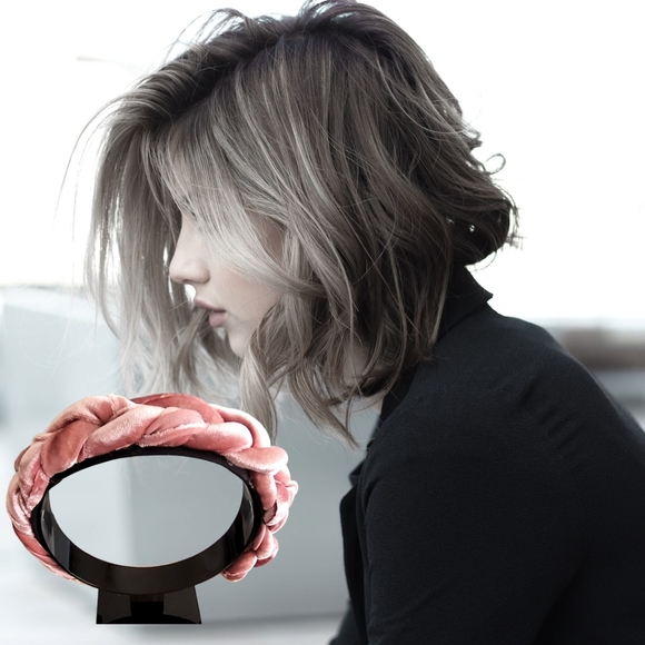 Just-Jen Rose Gold Pink Fashion Braided Black Satin Hair Accessory Headband NWT - Picture 4 of 10